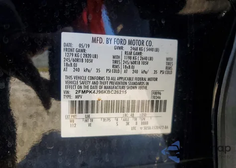 2019 Ford Edge Sel from USA, damaged, VIN 2FMPK4J96KBC26215